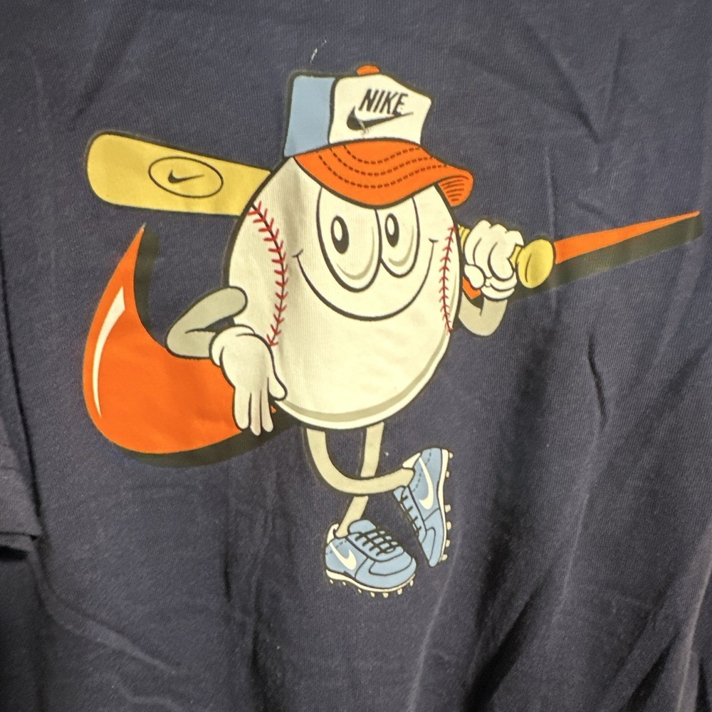 Nike The Nike Tee Blue Baseball Graphic Print Crew Neck T-Shirt Teens L (7) NWOT